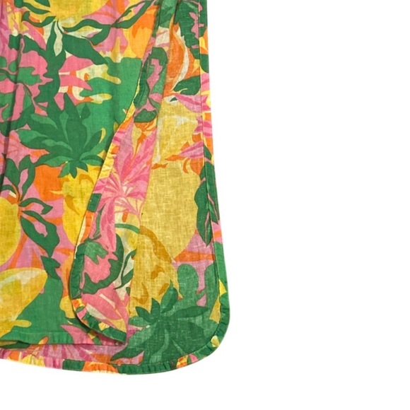 C&C California Vibrant Floral and Lemon Print Wide-Leg Pants - Size XL - Picture 5 of 8